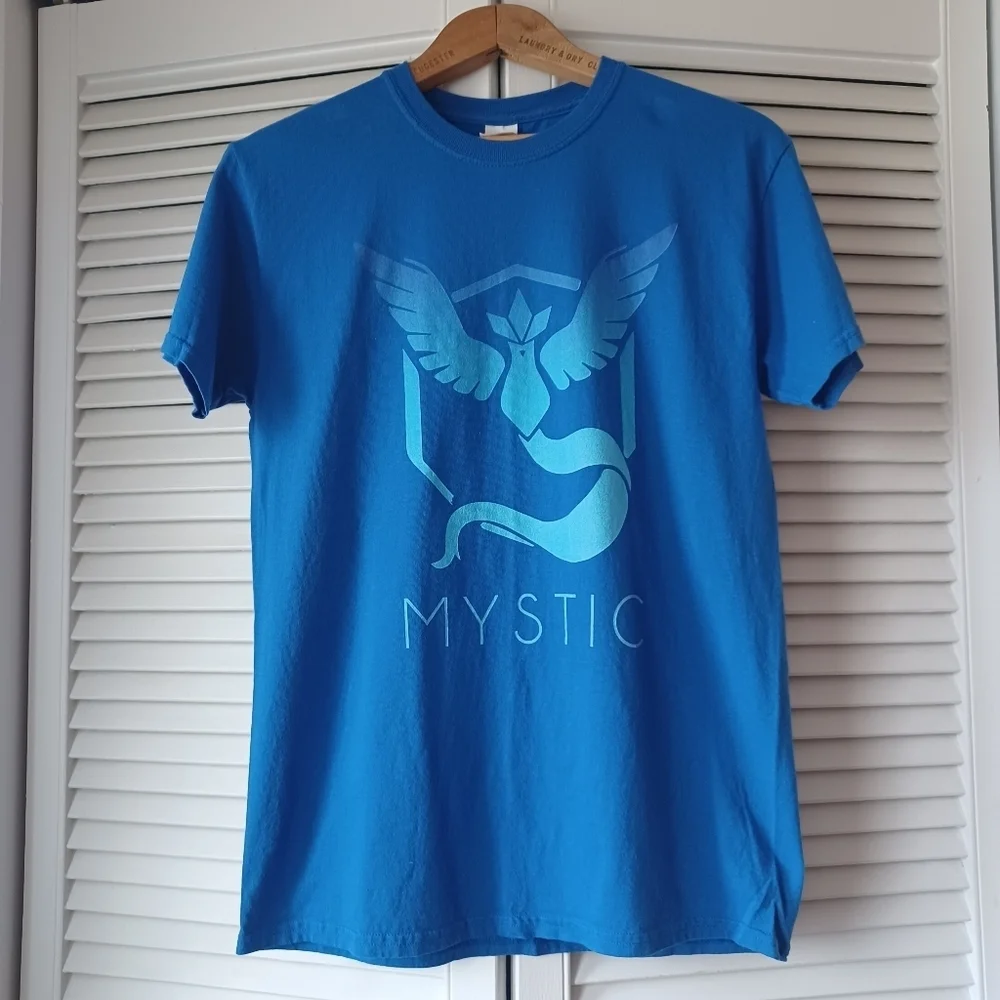 Pokemon Go Men's Medium Team Mystic Blue Cotton T-Shirt Pokeball - Picture 2 of 7